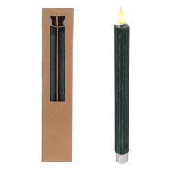 LED Tischkerze grün D2.1cm H25cm 2st ex.AAA