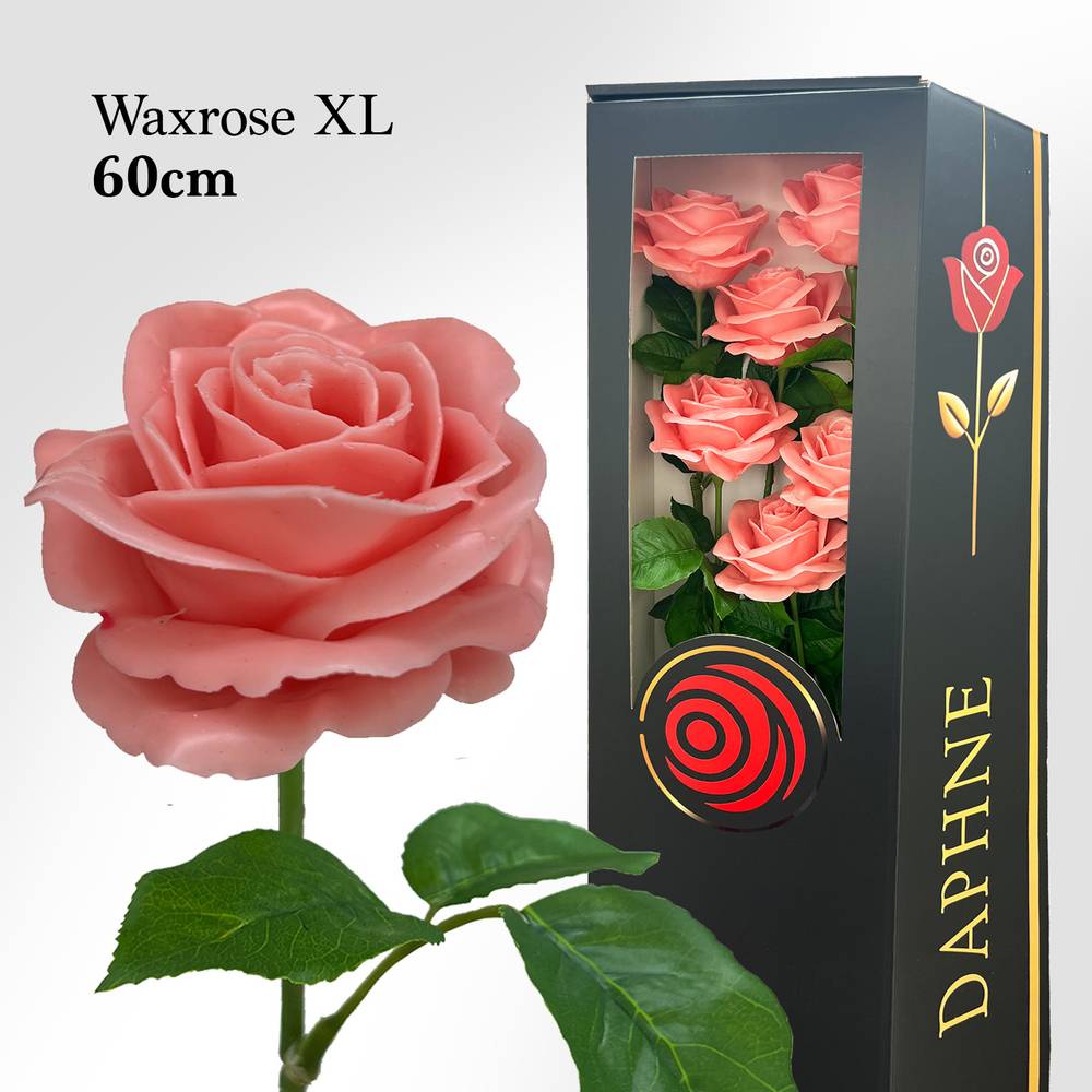 Plastik Wachs Rose auf Stiel rosa L60cm