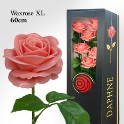 Plastik Wachs Rose auf Stiel rosa L60cm