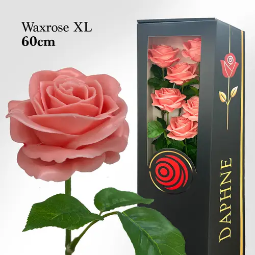 Plastik Wachs Rose auf Stiel rosa L60cm