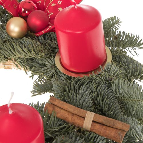Adventskranz rot D25cm Aussenmass 30cm