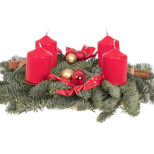 Adventskranz rot D25cm Aussenmass 30cm