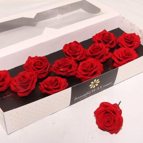 Seiden Wachs Rose Velvet rot D10cm (275)