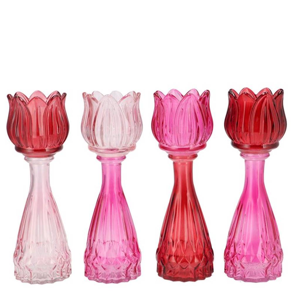 Glas Vase Tulpe Dutch rosa mix 07x18cm