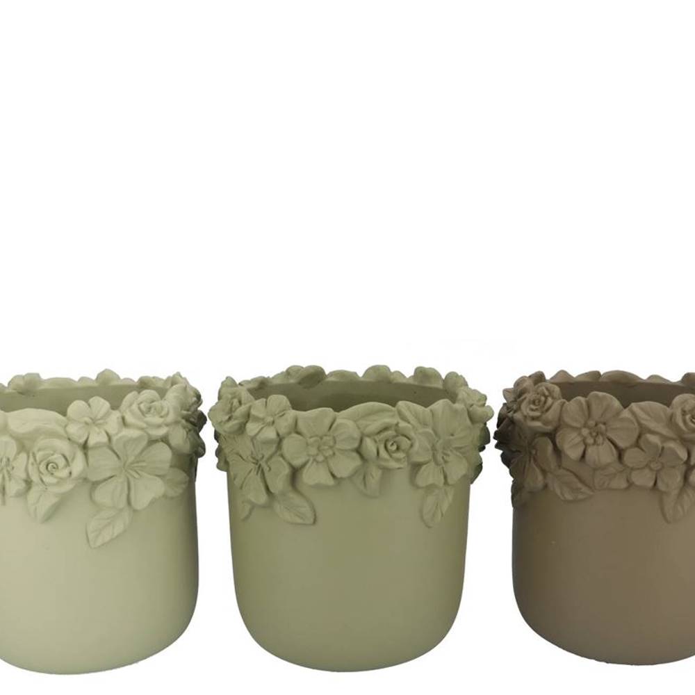 Keramik Übertopf Blumen Gigi mix grün 27x27x25cm