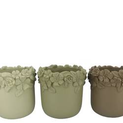 Keramik Übertopf Blumen Gigi mix grün 27x27x25cm