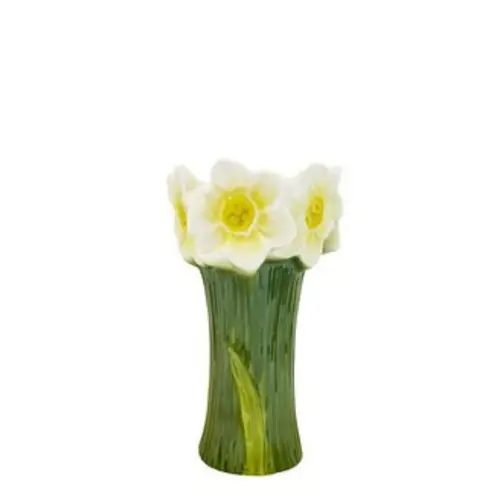 Keramik Vase Narzisse grün/weiss D13cm H23cm