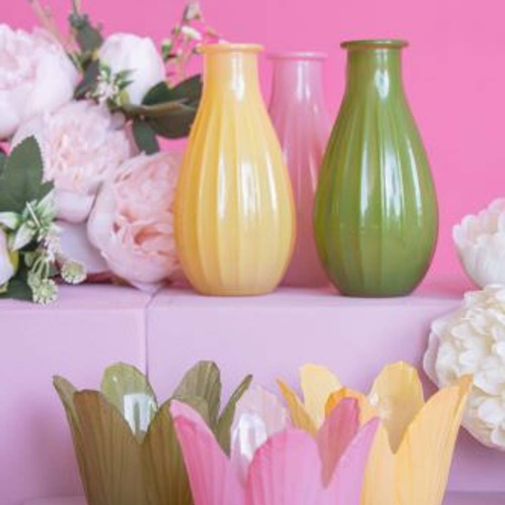 Glas Teelicht Tulpe mix D07.5cm H09.5cm