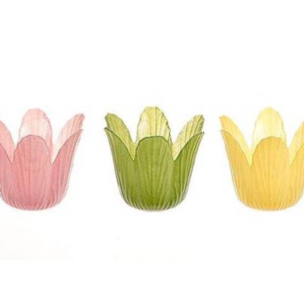 Glas Teelicht Tulpe mix D07.5cm H09.5cm