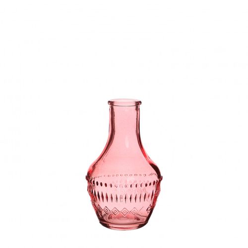 Glas Flasche Milano rosa D06cm H10cm