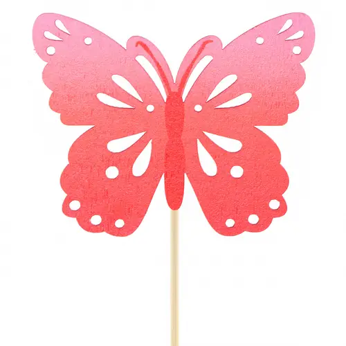 Schmetterling Zazou auf Stab rot D08cm L50cm