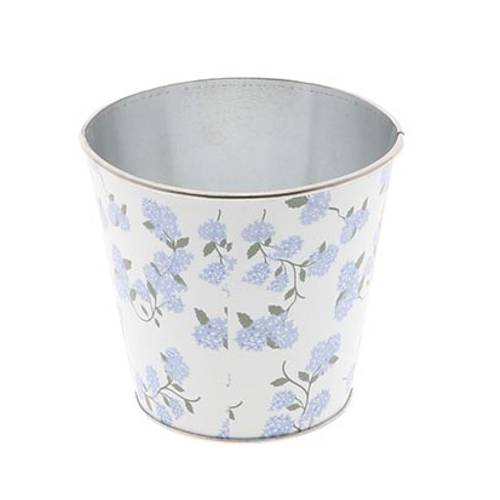 Zink Übertopf Flower blau D13cm H12cm