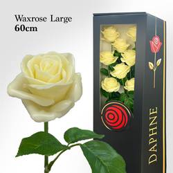 Plastik Wachs Rose L auf Stiel vanille L60cm