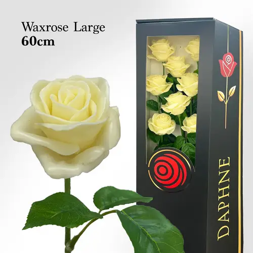 Plastik Wachs Rose L auf Stiel vanille L60cm