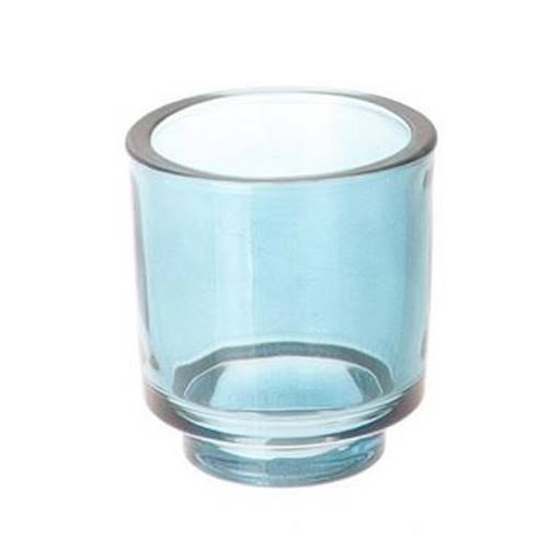 Glas Teelicht Clamp blau D09cm H10cm