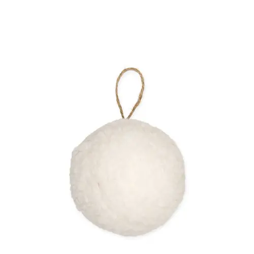 Hänger Weihnachtskugel Teddy weiss D10cm