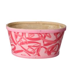 Holz Übertopf Herz rosa 22x18x11cm