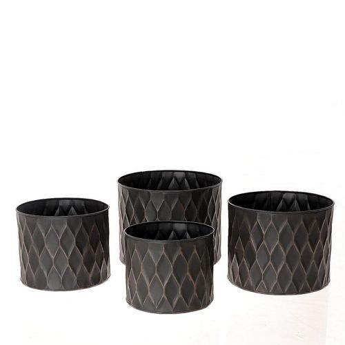 Übertopf Metall S/4 schwarz D30cm H23cm