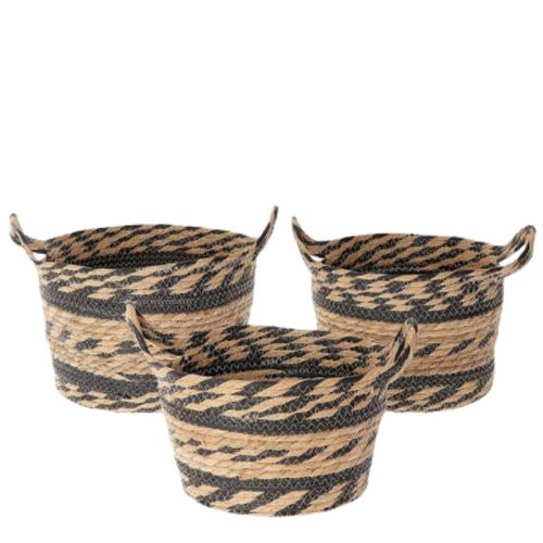 Korb Henkel Luevo schwz/nat 3Set D31cm H20cm
