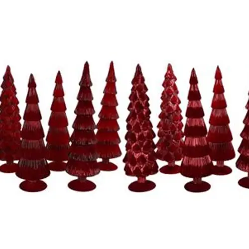 Glas Baum Twinkle Velvet mix rot 10x35cm
