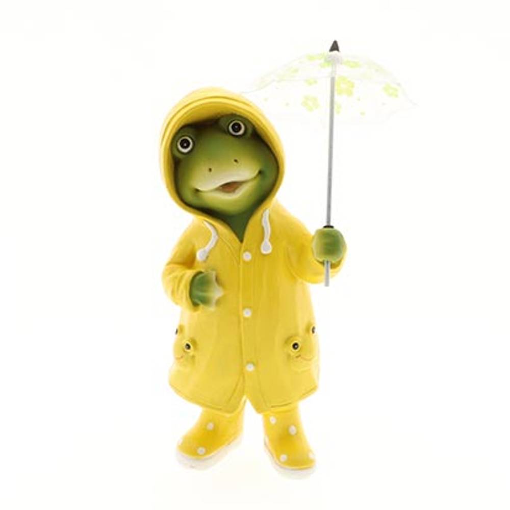 Frosch mit Regenschirm gelb D10cm H27cm
