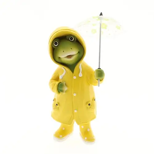 Frosch mit Regenschirm gelb D10cm H27cm