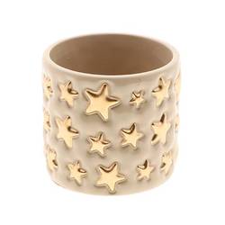 Keramik Übertopf Starry creme/gold D13.5cm H12.5cm