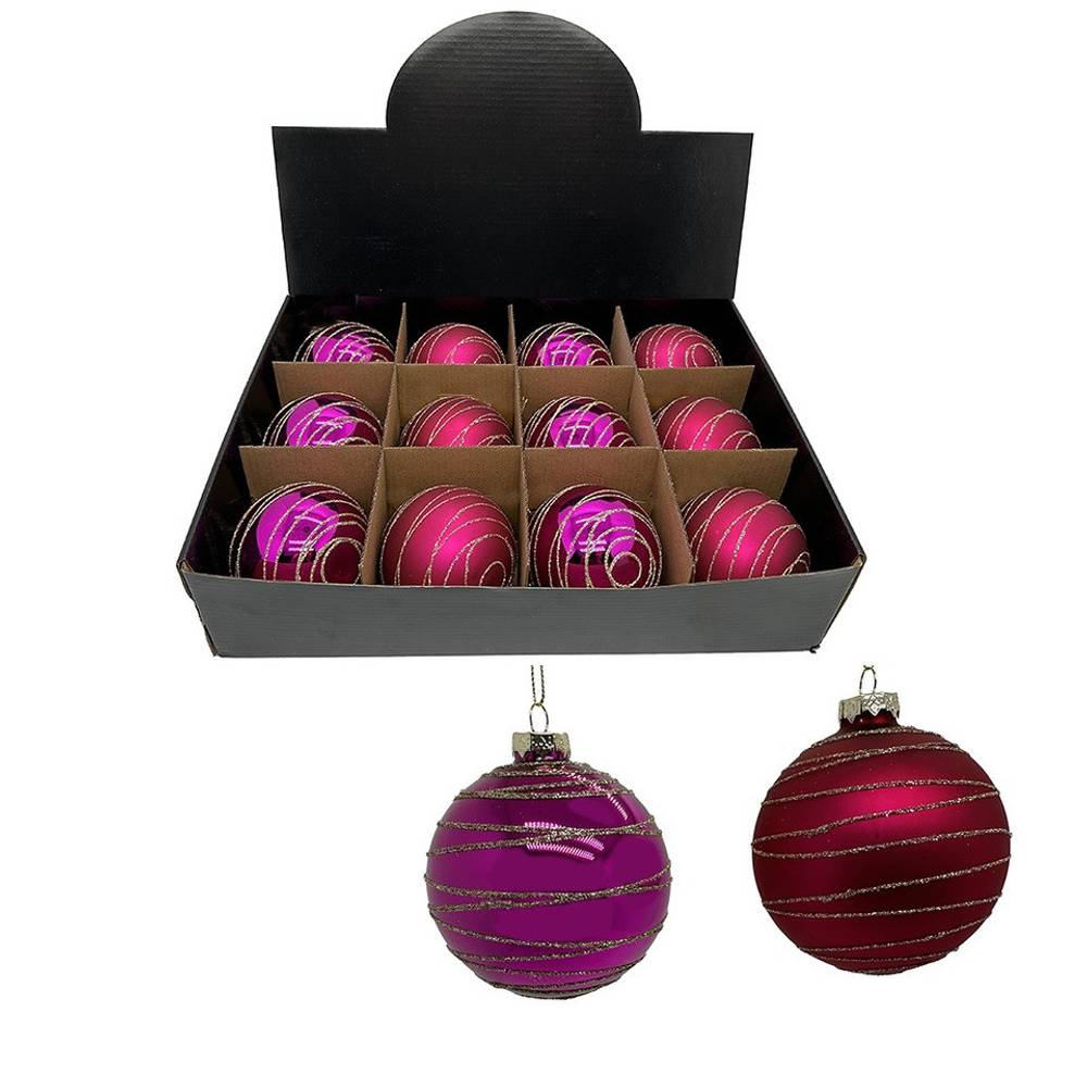 Deko Kugel Lines mix rosa D08cm