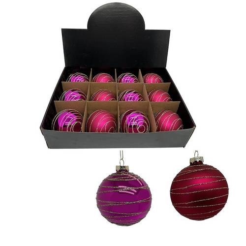 Deko Kugel Lines mix rosa D08cm