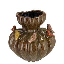 Keramik Vase Vogel Wild braun 22x22x21cm
