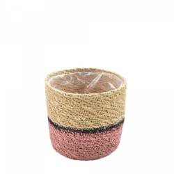 Korb Pien natur/rosa D12.5 H12cm