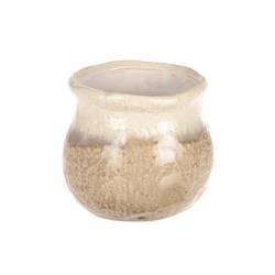 Keramik Übertopf Strand hell braun D15cm H13cm