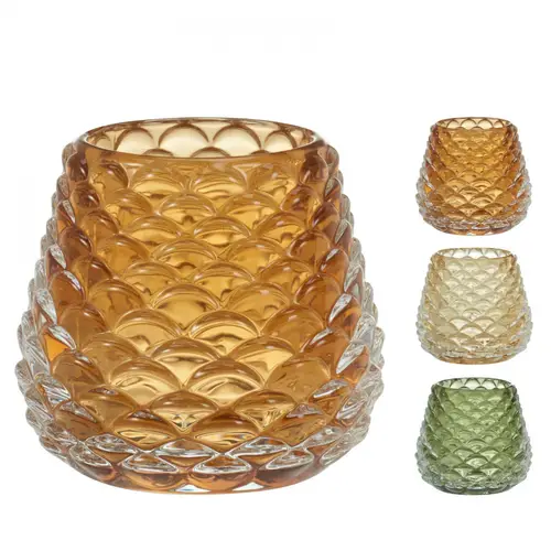 Glas Teelichthalter Cone mix D07.5cm H06.5cm