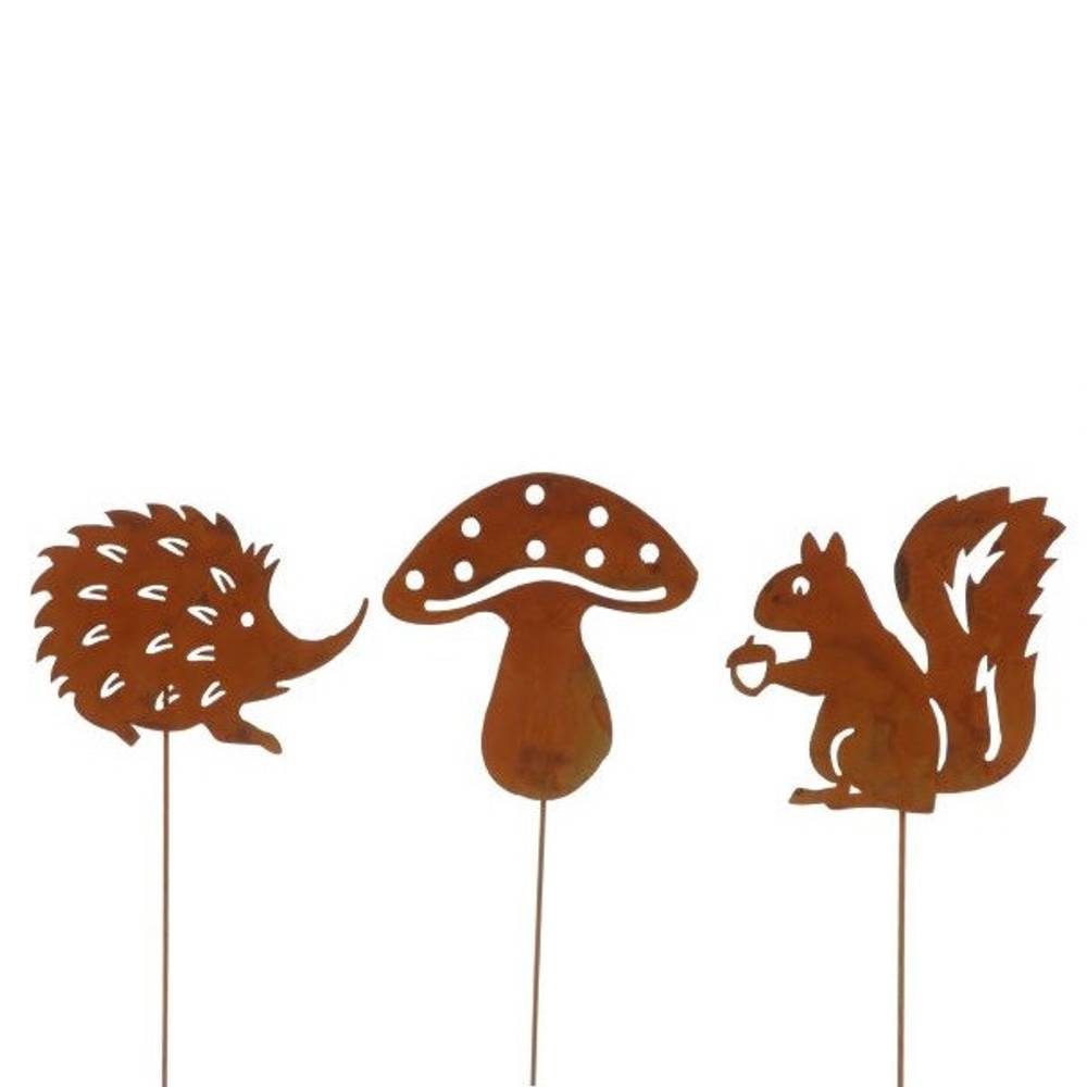 Tier/Pilz auf Stab Rost mix L30cm 14cm