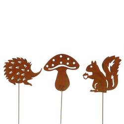 Tier/Pilz auf Stab Rost mix L30cm 14cm