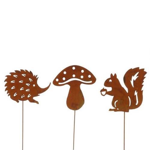 Tier/Pilz auf Stab Rost mix L30cm 14cm