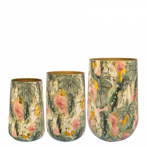 Vase Monstera 3/Set grün/rosa D20cm H29cm