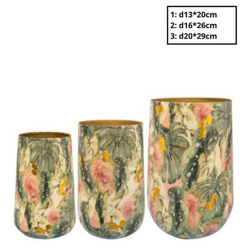 Vase Monstera 3/Set grün/rosa D20cm H29cm