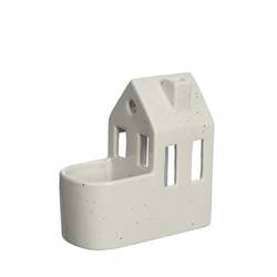 Keramik Topf/Teelicht Haus creme 13x07x14cm