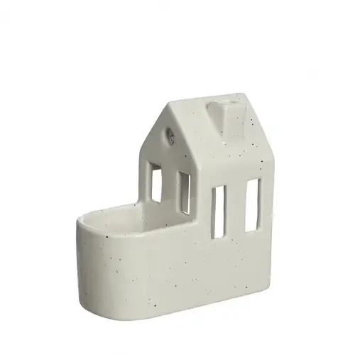 Keramik Topf/Teelicht Haus creme 13x07x14cm