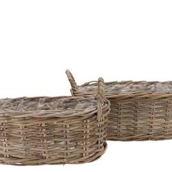 Korb Henkel Rotan braun 2/Set 17/21x39/43cm