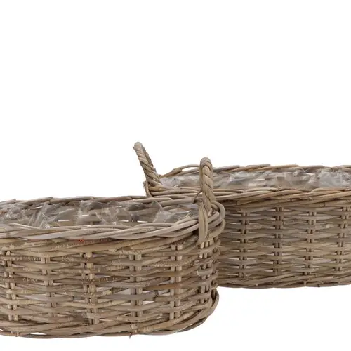 Korb Henkel Rotan braun 2/Set 17/21x39/43cm