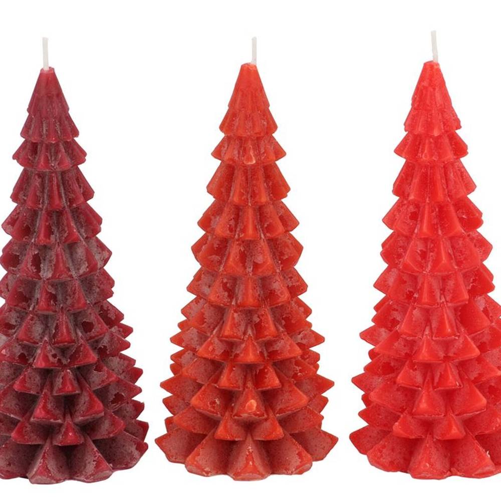 Kerze Baum Frosty mix rot 09x20cm