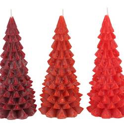 Kerze Baum Frosty mix rot 09x20cm