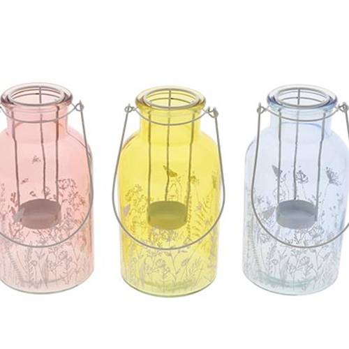 Glas Teelicht Wild Bloom mix D10.5cm H20cm