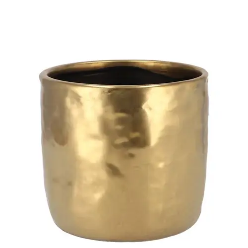 Keramik Übertopf Irone Stone gold D12cm H11cm