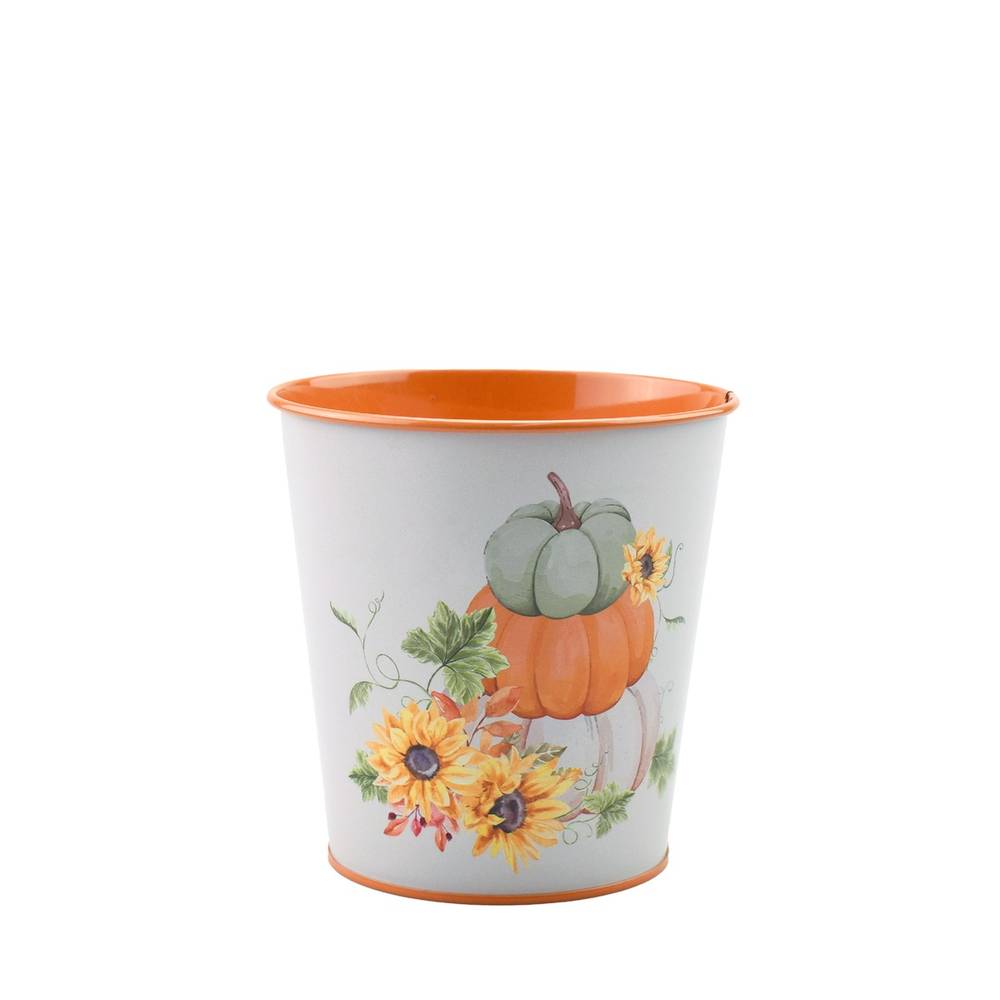 Zink Übertopf Arios orange/weiss D13cm H13cm