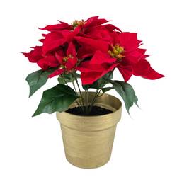 Seiden Weihnachtsstern im Topf rot/gold D36cm