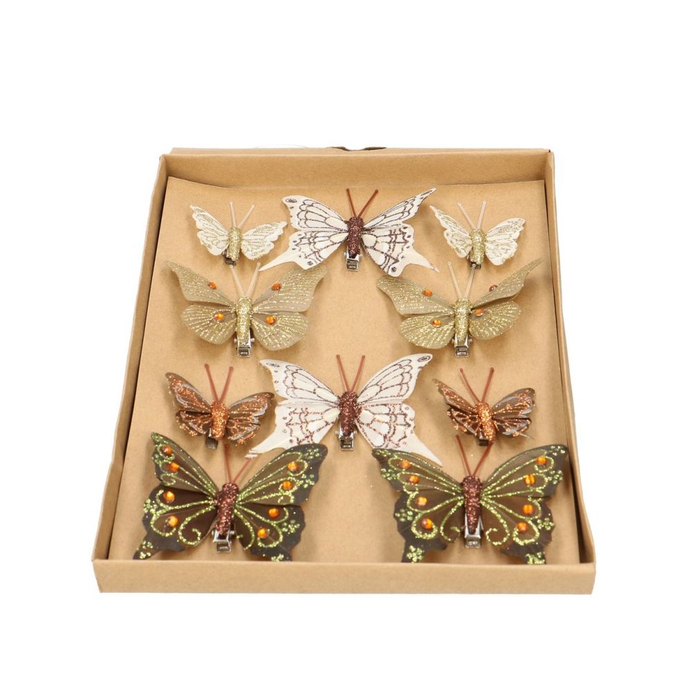 Schmetterling/clip 10st gold mix
