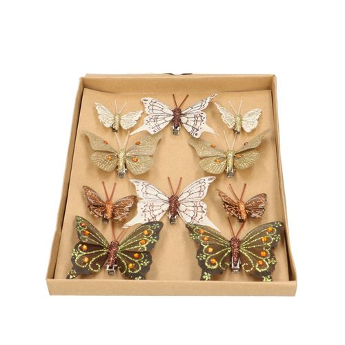 Schmetterling/clip 10st gold mix